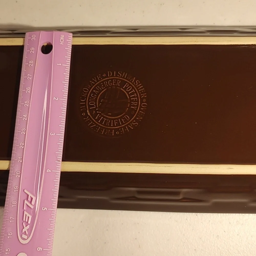 Longaberger Vitrified Pottery Tray For The Tasting Bowl Set In Chocolate Brown